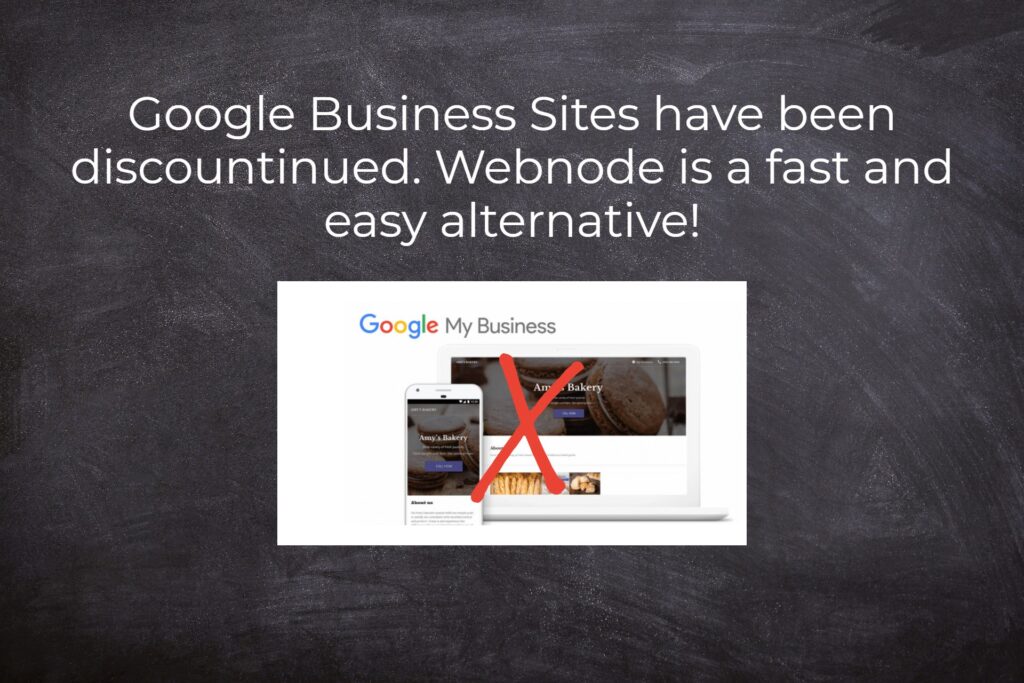 Google Business Sites have been discountinued. Webnode is a fast and easy alternative!