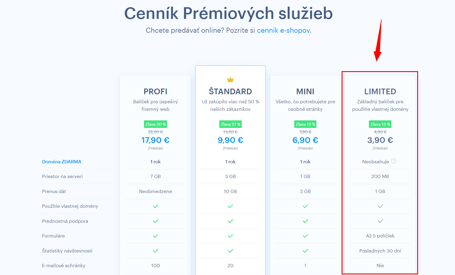 Webnode prémiový balíček LIMITED