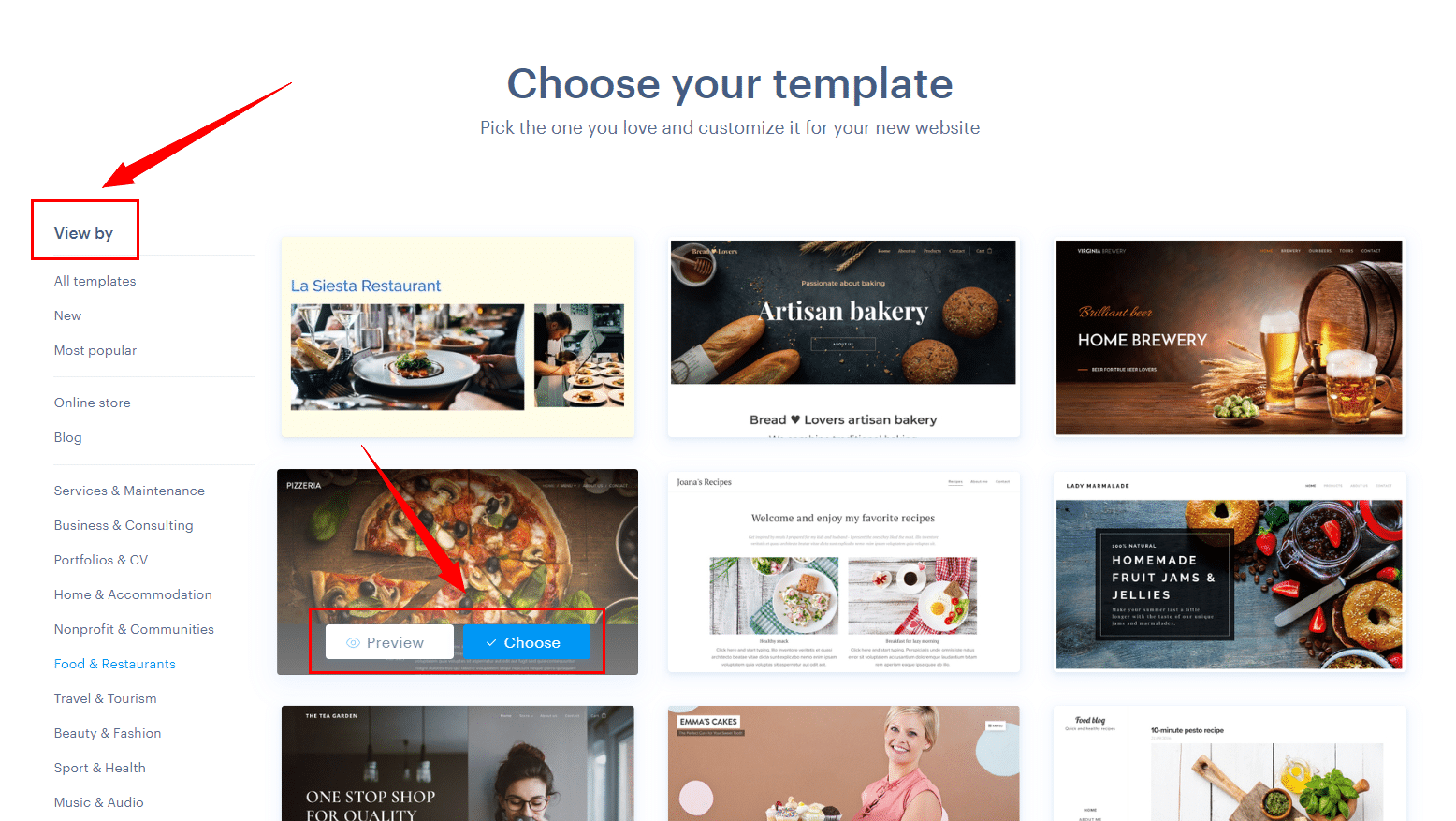 How to create a website for free? - 4th step - Choose a template