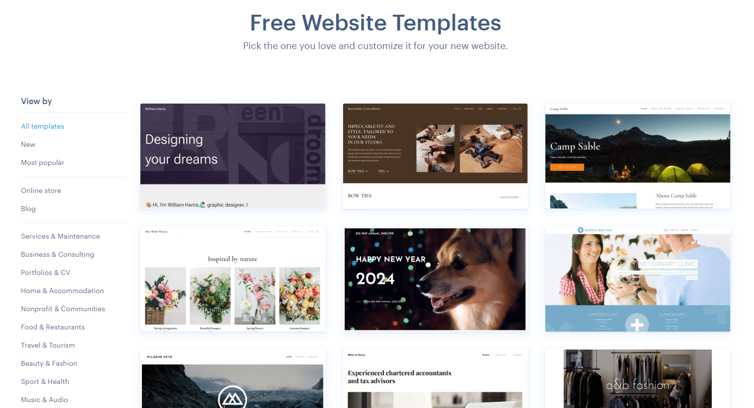 Free websites - templates