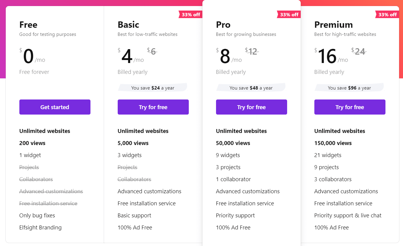 Event Calendar - Elfsight pricing